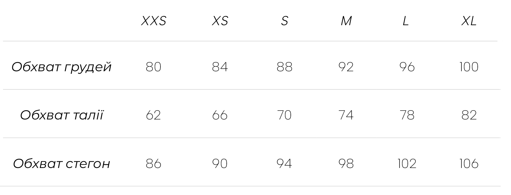 Measurements New купальнікі укр