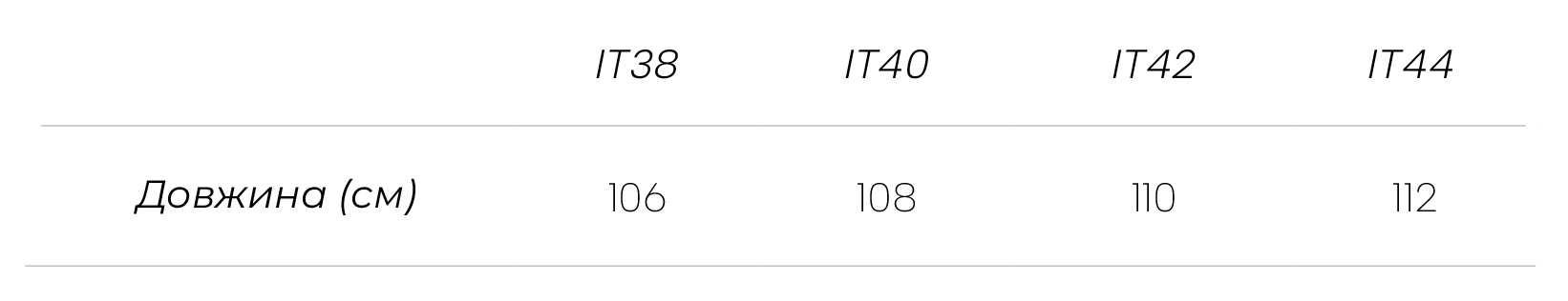 Measurements укр Yasmin Dress